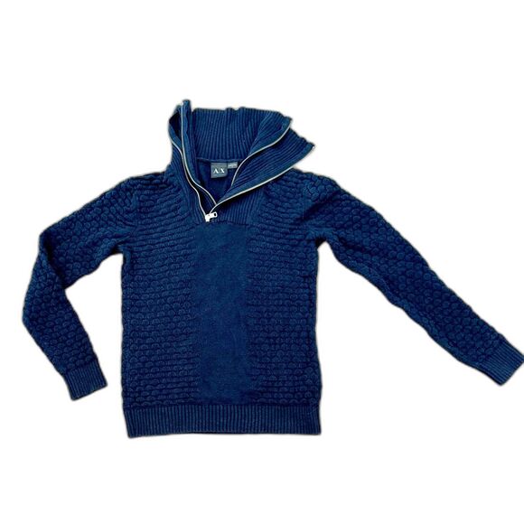 Armani Exchange Sweaters - Armani Exchange 1/4 Zip Double Collar Cable Knit Sweater - Women's Small